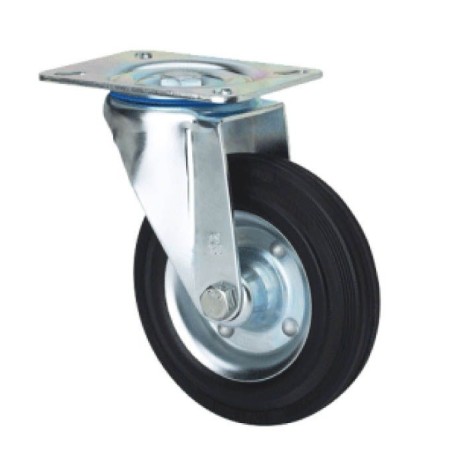 RUEDA ALEX Ø160mm 180Kg GIRATORIA GOMA NEGRA ref. 2-0231