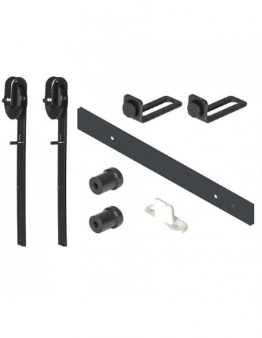 LWZH Topes de puerta de acero negro para puerta corredera de granero Kit de  rodillos de riel 2 Pack