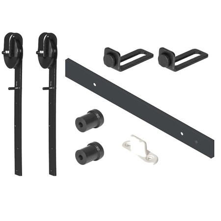 KIT DE HERRAJES PARA PUERTA CORREDERA MODELO GRANERO EN COLOR NEGRO ref. KGN230N