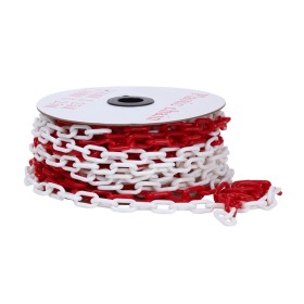 CADENA DE PLÁSTICO DE ESLABÓN DE Ø6mm COLOR ROJO/BLANCO ROLLO DE 25m