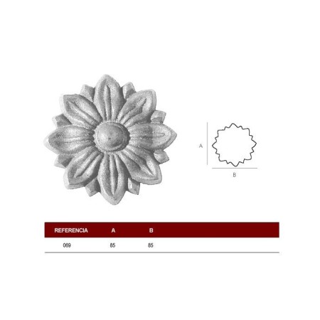 ADORNO CANCELA ROSETA 85X85mm ref. 069