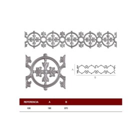 SOLERA DE HIERRO FUNDIDO FORJAS VULCANUS DE 870x160mm ref. 436