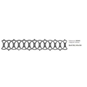 SOLERA DE HIERRO FUNDIDO FORJAS VULCANUS DE 870x150mm ref. 075 (CÍRCULOS)