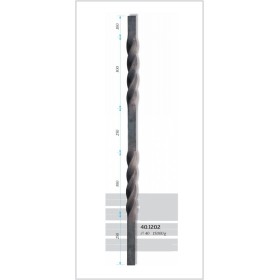 ARRANQUE PARA ESCALERA DE HIERRO FORJADO Y 2 RIZOS DE 40x40x1200mm