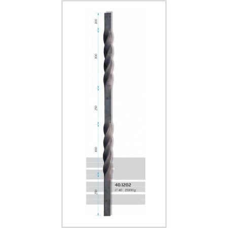 ARRANQUE PARA ESCALERA DE HIERRO FORJADO Y 2 RIZOS DE 40x40x1200mm