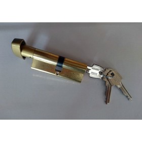 BOMBILLO TESA CON POMO DE 40+40mm LATÓN Y LEVA CORTA ref. 520B4040L