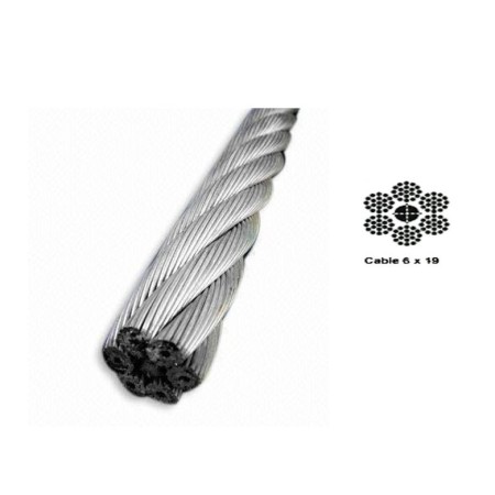 CABLE DE ACERO GALVANIZADO 6X19+1DE 08mm ROLLO DE 50 Metros