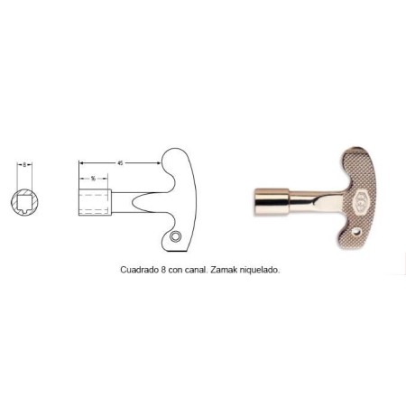 LLAVE DE CUADRADILLO AGA CON RANURA PARA CERRADURAS DEL CANAL CYII.