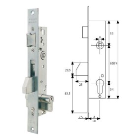 CERRADURA EMBUTIR TESA 2210/20/3SI CON RESBALON Y PALETON BASCULANTE
