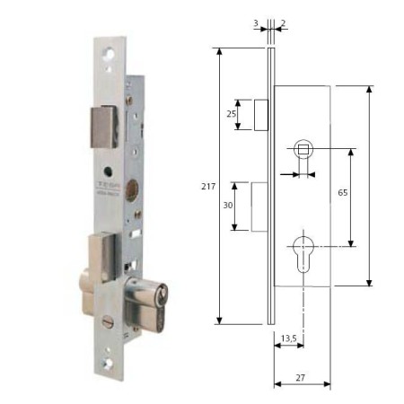 CERRADURA EMBUTIR TESA 2200/15/HZ  CON RESBALON Y PALANCA