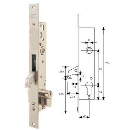 CERRADURA EMBUTIR TESA 2241/30/3NI SOLO GANCHO