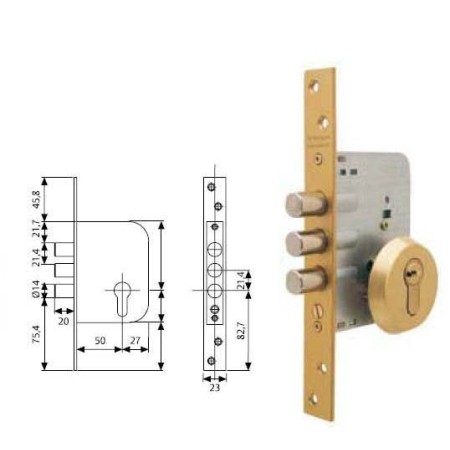CERRADURA SEGURIDAD TESA R101B/566E SOLO BULONES