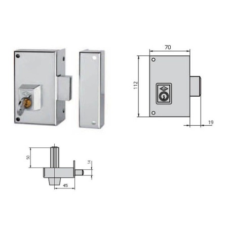 CERRADURA SOBREPONER CVL N.56-C70D/1 DCHA.SOLO PALETON DESLIZANTE