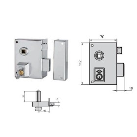 CERRADURA SOBREPONER CVL N.56-BR70I/1 IZDA. CON RESBALON Y PALETON DESLIZANTE