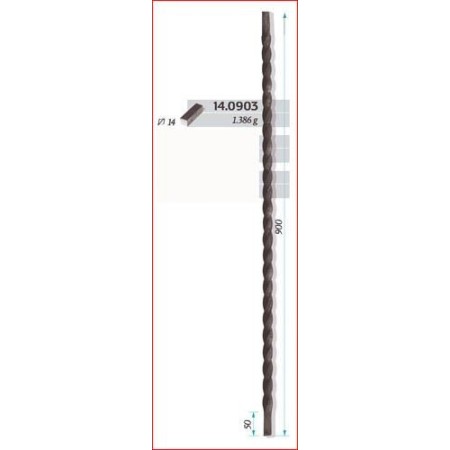 BARROTE CUADRADO DE 14x14x900mm TODO RIZO