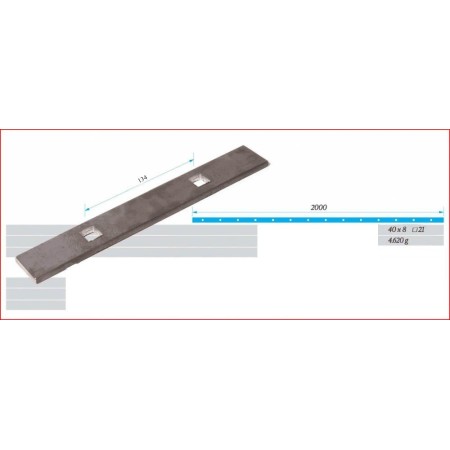 PLETINA PUNZONADA DE 40x8mm CON CUADRADO DE 21x21mm EN 2m.