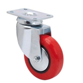 RUEDA ALEX Ø60mm 50Kg GIRATORIA POLIURETANO ROJO ref. 2-2522