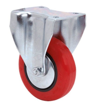 RUEDA POLIURETANO ROJO DIAMETRO 80mm CON PLACA FIJA REF. 2-2473