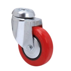 RUEDA POLIURETANO ROJA DIAMETRO 60mm CON PLACA AGUJERO GIRATORIA REF. 2-2525