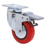 RUEDA ALEX Ø80mm 70Kg GIRATORIA+FRENO POLIURETENO ROJO ref. 2-2464
