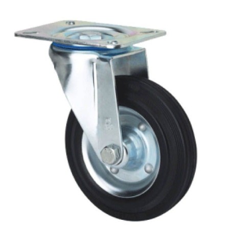 RUEDA ALEX Ø80mm 80Kg GIRATORIA GOMA NEGRA ref. 2-0223