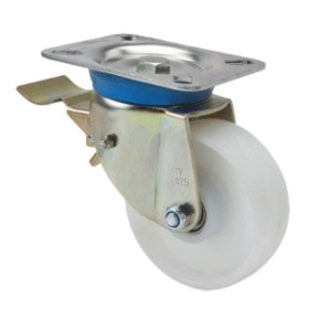 RUEDA ALEX Ø150mm 600Kg GIRATORIA+FRENO NYLON BLANCO ref. 2-1635