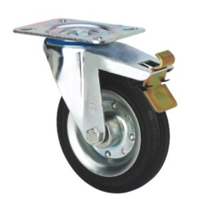 RUEDA ALEX Ø160mm 180Kg GIRATORIA+FRENO GOMA NEGRA ref. 2-0952