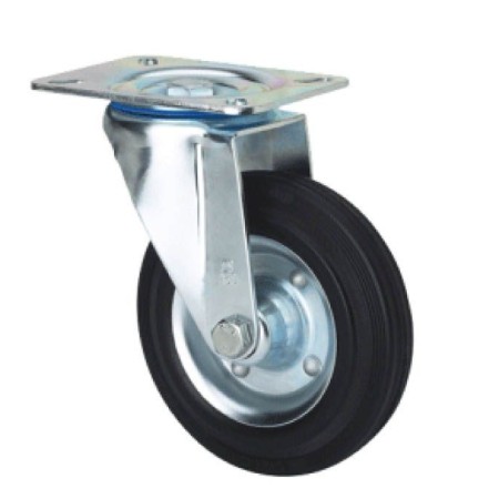 RUEDA ALEX Ø200mm 230Kg GIRATORIA GOMA NEGRA ref. 2-0233