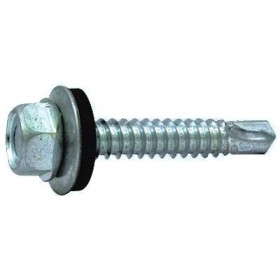 TORNILLO BROCA CABEZA HEXAGONAL DIN.7504-K 6.3X25 CON ARANDELA P-16 ZINCADO (€/100uds)