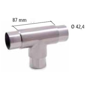 UNIÓN EN FORMA DE "T" RECTA EN ACERO INOXIDABLE PARA TUBO DE Ø42mm.