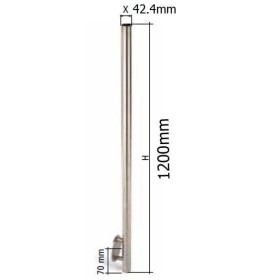 POSTE LISO DE 1,20 M EN ACERO INOXIDABLE CON PLACA LATERAL