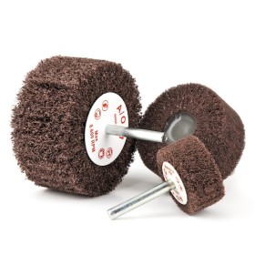 CEPILLO DE VELLÓN ABRASIVO RHODIUS 80x50xEJE Ø6mm GRANO MEDIO ref. 305350