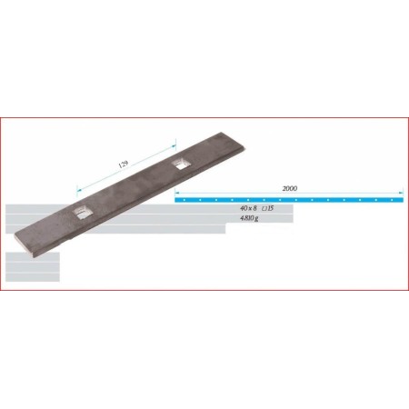 PLETINA PUNZONADA DE 40x8mm CON CUADRADO DE 15x15mm EN 2m.