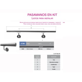 KIT PARA PASAMANOS DE ACERO INOXIDABLE DE 2 METROS