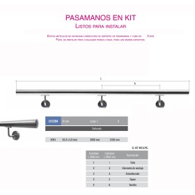 KIT PARA PASAMANOS DE ACERO INOXIDABLE DE 3 METROS