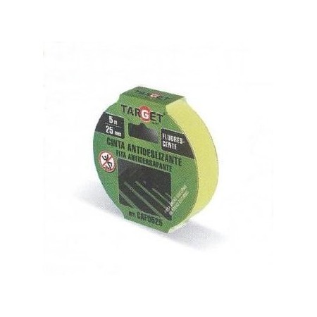 CINTA ANTIDESLIZANTE FLUORESCENTE DE 5mx25mm TARGET CAF0525