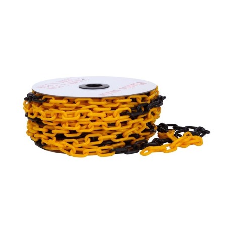 CADENA DE PLÁSTICO DE ESLABÓN DE Ø6mm COLOR NEGRO/AMARILLO ROLLO DE 25m