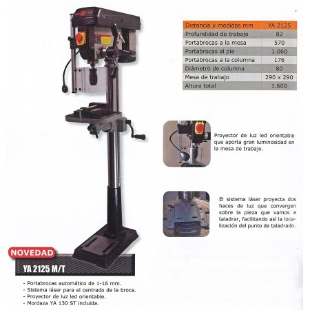 TALADRO DE COLUMNA YA 2125 M 750W  220V 12 VELOCIDADES