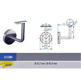 SOPORTE EN ACERO INOXIDABLE PARA PASAMANOS DE TUBO Ø42 CON EMBELLECEDOR ref. E0228