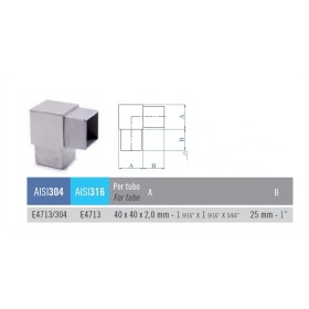 CODO INOXIDABLE PARA TUBO DE 40x40mm