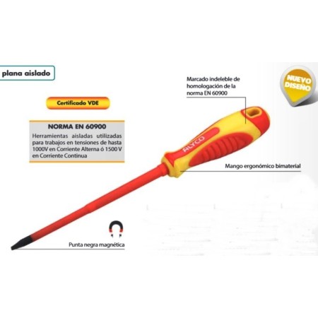 DESTORNILLADOR ALYCO AISLADO PLANO 3x100mm 1000V COD.119303
