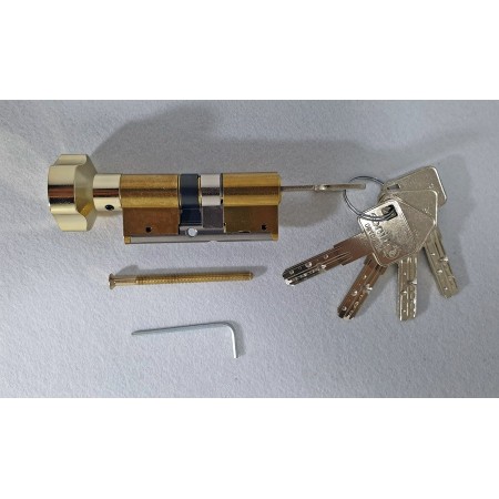 BOMBILLO SEGURIDAD LINCE MODELO C6 DE 40+30 LATONADO Y LEVA LARGA CON POMO POR EL LADO INTERIOR