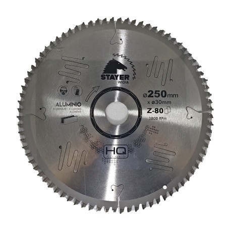 DISCO DE WIDIA PARA CORTE DE ALUMINIO STAYER HQ SILENCIOSO Ø250x3,2x30mm Z:80 REF. 2.477