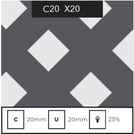 CHAPA PERFORADA DECOR. ROMBO LISO DE 20X20MM, CALLE DE 20MM, ESPESOR 1,5MM DE 2000 X 1000
