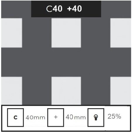 CHAPA PERFORADA AGUJERO CUADRADO DE 40X40MM, CALLE DE 40MM, ESPESOR 1,5MM DE 2000 X 1000