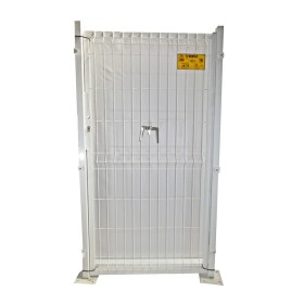 PUERTA METÁLICA PARA CERRAMIENTO DE VALLA PLEGADA 0,80 X1,5METRO LACADA BLANCO CON PLACAS DE ANCLAJE