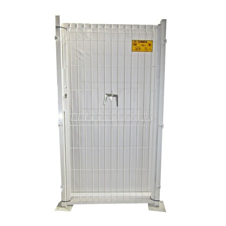 PUERTA METÁLICA PARA CERRAMIENTO DE VALLA PLEGADA 0,80 X1,5METRO LACADA BLANCO CON PLACAS DE ANCLAJE