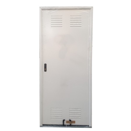 PUERTA PEATONAL TRASTERO LACADA BLANCA C/ VENTILACION DE 890 X 2000 APERTURA DERECHA
