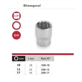LLAVE VASO CON BOCA DE ESTRELLA DE 1/2"-17mm DOGHER REF. 530-17
