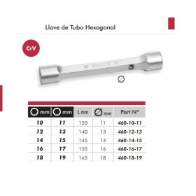 LLAVE TUBO HEXAGONAL 10/11 DOGHER 120mm COD. 460-10-11